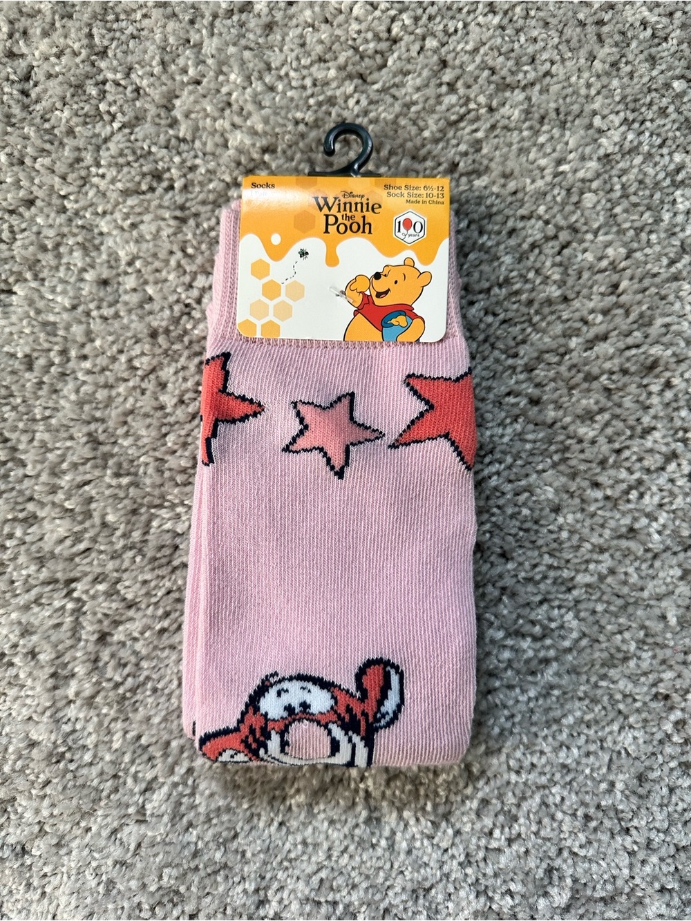 Disney Winnie the Pooh Pink Tigger & Star Crew Socks